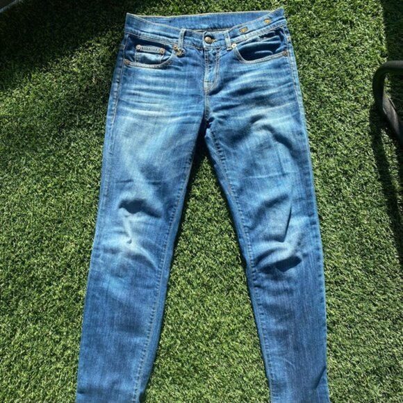 R13 Women's Boyfriend Low Rise Jeans in Faded Blue, Size 24 - Picture 7 of 10